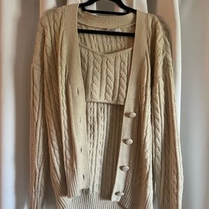 House of Harlow 1960 Knit Cardigan + Crop Top Set